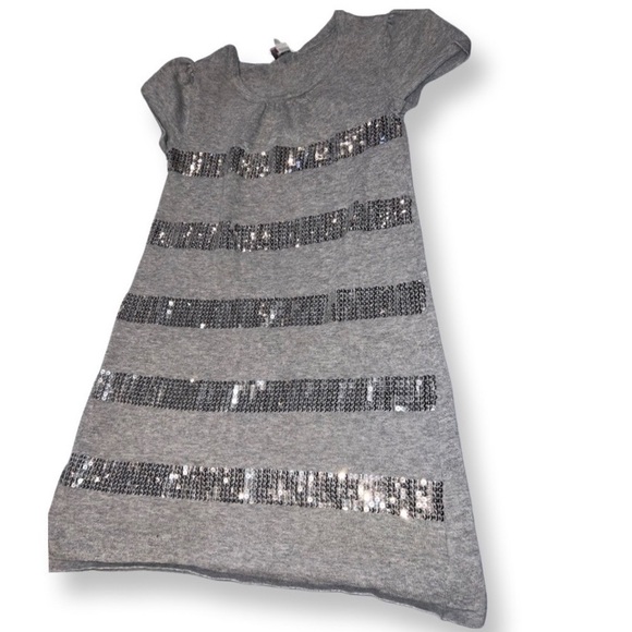 Children’s Place Girls Grey Gray Silver Sequin T Shirt Dress Girls Size 7/8 - Picture 3 of 8